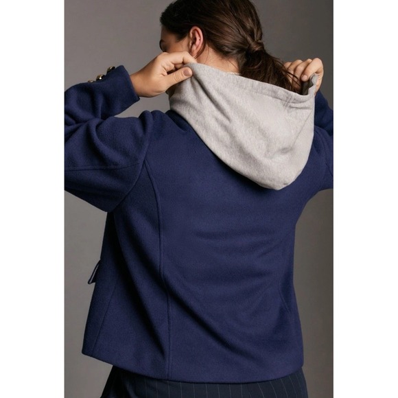 MAEVE By ANTHROPOLOGIE Twofer Peacoat Jacket With Removable Hood Liner Small S - Picture 4 of 14